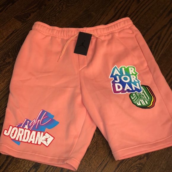 Nike Air Jordan Jumpman Sticker Fleece Shorts Pink - Picture 1 of 3